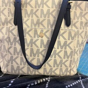 Michael Kors White and Navy Tote Bag